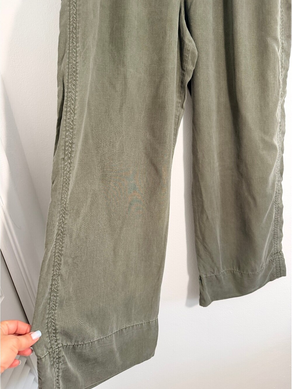 Knox Rose Olive Green Lyocell Wide Leg Pants XXL Boho Drawstring Pull On Casual - Picture 4 of 7